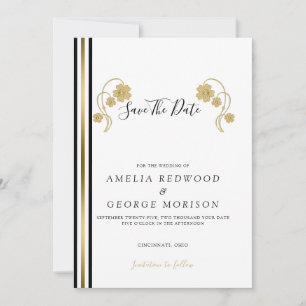 Goudbloemen en -strips save the date