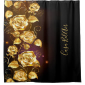 goudbloemen zwarte paarse huisnaam douchegordijn (Voorkant)