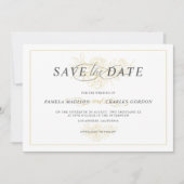 Goudbloemige bouquet omtrek elegante typografie kaart (Voorkant)