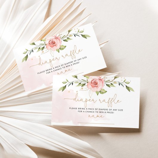 Goudblush floral diaper raffinage informatiekaartje