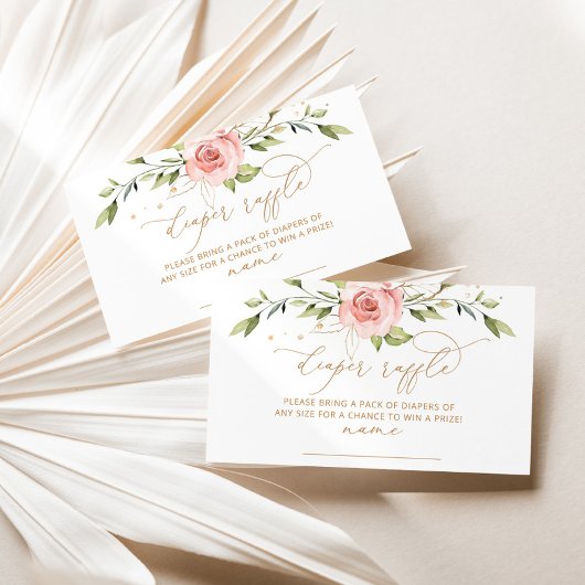 Goudblush floral diaper raffinage informatiekaartje
