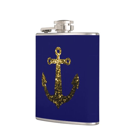 Goudbolglitter Anchor navy blue Heupfles (Links)
