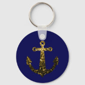 Goudbolglitter Anchor navy blue Sleutelhanger (Voorkant)