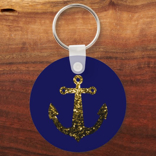 Goudbolglitter Anchor navy blue Sleutelhanger (Achterkant)
