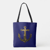 Goudbolglitter Anchor navy blue Tote Bag (Achterkant)