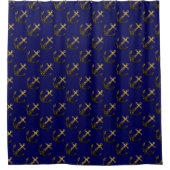 Goudbolglitter Anchor patroonblauw Douchegordijn (Voorkant)