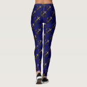 Goudbolglitter Anchor patroonblauw Leggings (Achterkant)