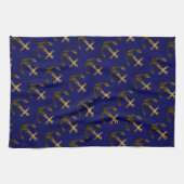 Goudbolglitter Anchor patroonblauw Theedoek (Horizontaal)