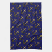 Goudbolglitter Anchor patroonblauw Theedoek (Verticaal)