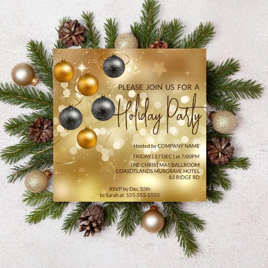 Goudbolle, zwarte en goudblauwe decoraties kaart