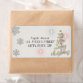 Goudbomen die wij u een prettige kerstdag wensen etiket (Insitu)