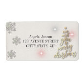 Goudbomen die wij u een prettige kerstdag wensen etiket (Voorkant)