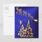 Goudbomen en Santas rendier Briefkaart (Voorkant / Achterkant)