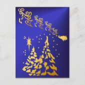 Goudbomen en Santas rendier Briefkaart (Voorkant)