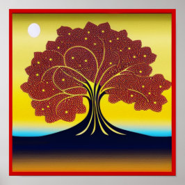 Goudbomen in het Poster van de wind