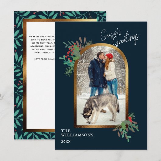 Goudboog Aangepaste foto Botanische Seizoenen Gegr Notitiekaartje (Voorkant / Achterkant)