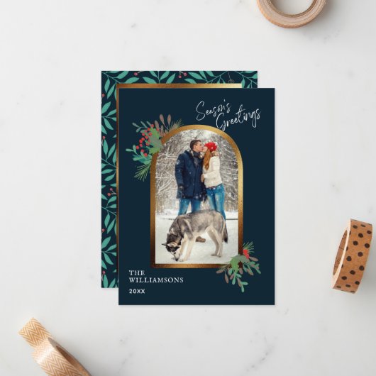 Goudboog Aangepaste foto Botanische Seizoenen Gegr Notitiekaartje (Voorkant / Achterkant in situ)