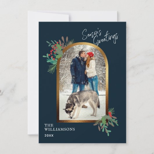 Goudboog Aangepaste foto Botanische Seizoenen Gegr Notitiekaartje (Voorkant)