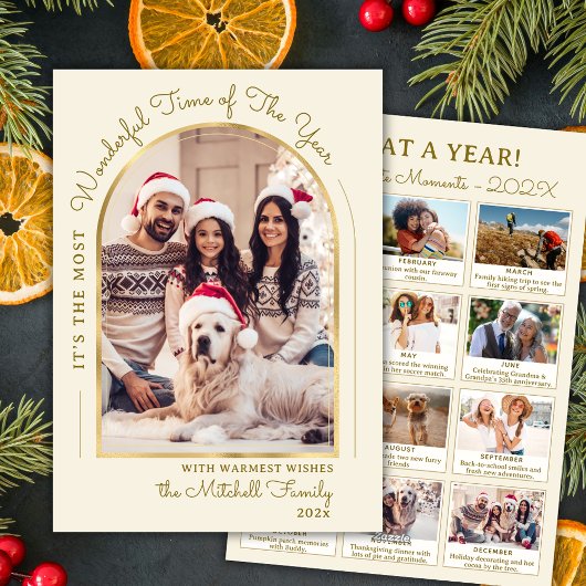 Goudboogjaar in de Review 13 Fotocollage Feestdagenkaart