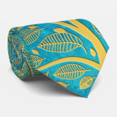 Goudboom en bladeren op Turquoise Blue Stropdas (Opgerold)