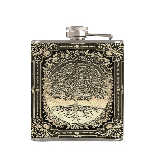  goudboom van de oude Rustic Heupfles (Achterkant)