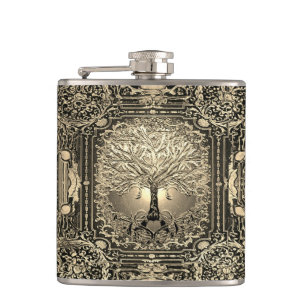 goudboom van de oude Rustic Heupfles