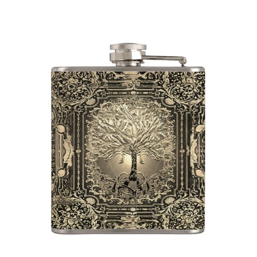  goudboom van de oude Rustic Heupfles (Achterkant)