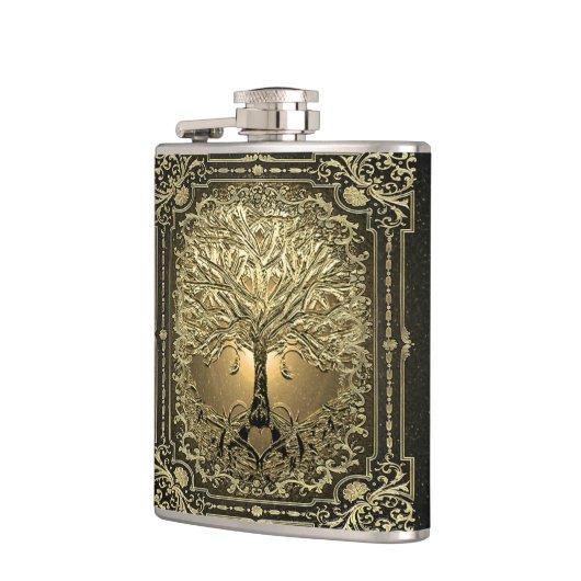 goudboom van de roestrijke erlenmeyer heupfles (Links)