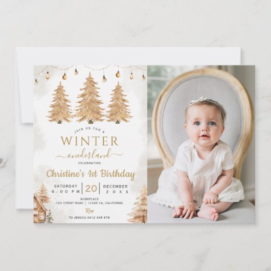 Goudboom Winter Nederland Kerstdag Kaart (Voorkant)