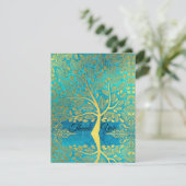 Goudboomreflectie op Blue Peacock Bedankkaart (Staand voorkant)