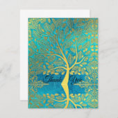 Goudboomreflectie op Blue Peacock Bedankkaart (Voorkant / Achterkant)