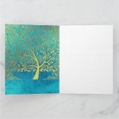 Goudboomreflectie op Blue Peacock Bedankkaart (Binnen)