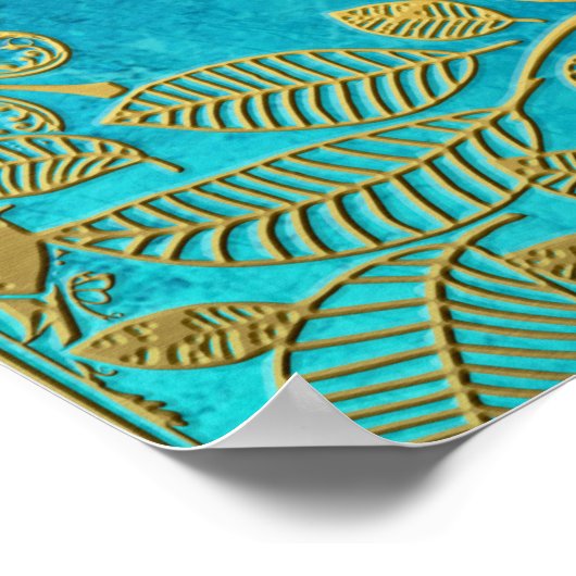 Goudboomreflectie op Blue Peacock Poster (Hoek)