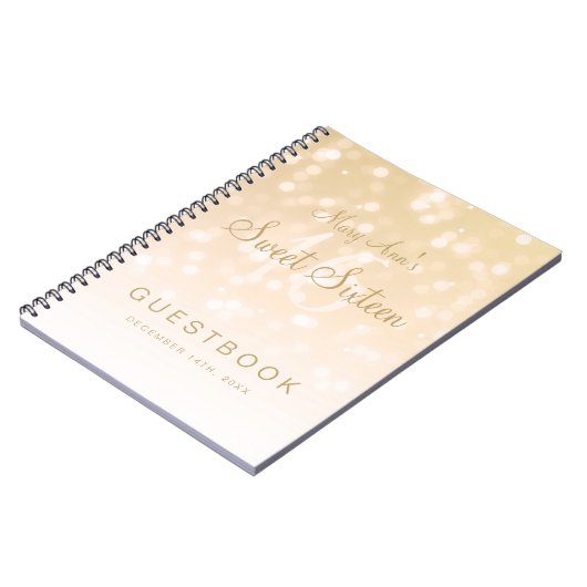 Goudborkeh Sparkle Lights, zoet 16-partijenboek Notitieboek (Linkerzijde)