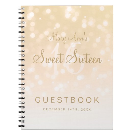 Goudborkeh Sparkle Lights, zoet 16-partijenboek Notitieboek (Voorkant)