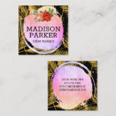 Goudborsgeborsteld lederpatroon vierkante visitekaartje (Voorkant / Achterkant)