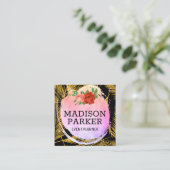 Goudborsgeborsteld lederpatroon vierkante visitekaartje (Staand voorkant)