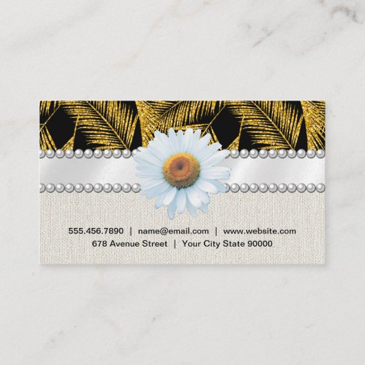 Goudborsgeborsteld lederpatroon visitekaartje (Achterkant)