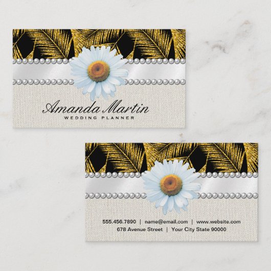 Goudborsgeborsteld lederpatroon visitekaartje (Voorkant / Achterkant)