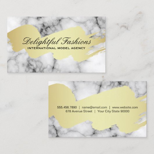 Goudborsgeborsteld lux marmer visitekaartje (Voorkant / Achterkant)