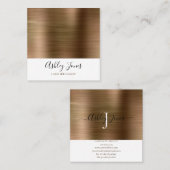 Goudborsgeborsteld metaal Elegant script Vierkante Visitekaartje (Voorkant / Achterkant)