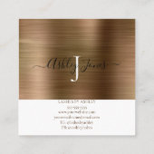 Goudborsgeborsteld metaal Elegant script Vierkante Visitekaartje (Achterkant)