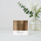 Goudborsgeborsteld metaal Elegant script Vierkante Visitekaartje (Staand voorkant)