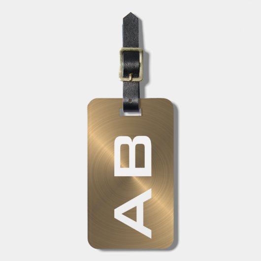 Goudborsgeborsteld metallisch monogram Initiaal Bagagelabel (Voorkant verticaal)