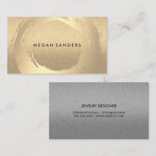 Goudborstel / glitter visitekaartje (Voorkant / Achterkant)