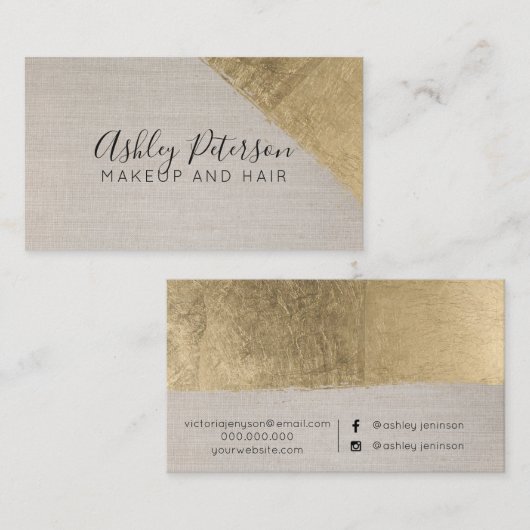 Goudborstellijnenhaar, make-up typografie visitekaartje (Voorkant / Achterkant)