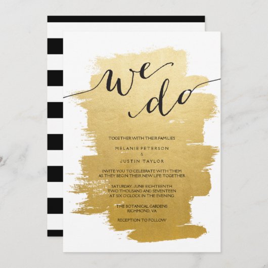 Goudborstels die we uitnodigen kaart (Voorkant / Achterkant)