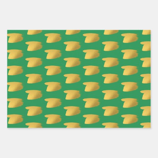 Goudborstels - Rood, groen en wit kerstfeest Inpakpapier Vel (Voorkant 2)