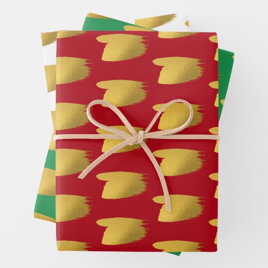 Goudborstels - Rood, groen en wit kerstfeest Inpakpapier Vel (In situ)