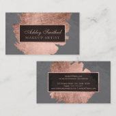 Goudborstelslag met grijs roos, opmaak visitekaartje (Voorkant / Achterkant)